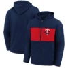 Men's Minnesota Twins Fanatics Branded Navy Team Twill Full-Zip Hoodie Jacket