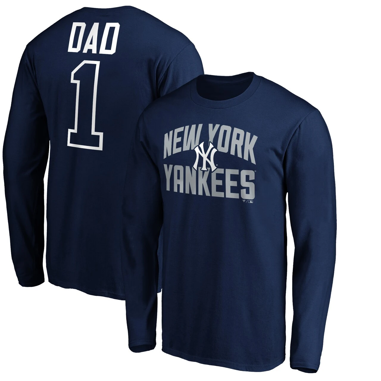 Men's New York Yankees Fanatics Branded Navy Father's Day #1 Dad Long Sleeve T-Shirt 1 Men's New York Yankees Fanatics Branded Navy Father's Day #1 Dad Long Sleeve T-Shirt