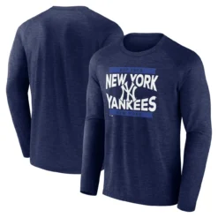 Men's New York Yankees Fanatics Branded Navy Heroic Play Raglan Long Sleeve T-Shirt