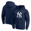 Men's New York Yankees Fanatics Branded Navy Official Logo Fitted Pullover Hoodie