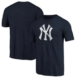 Men's New York Yankees Fanatics Branded Navy Weathered Official Logo Tri-Blend T-Shirt