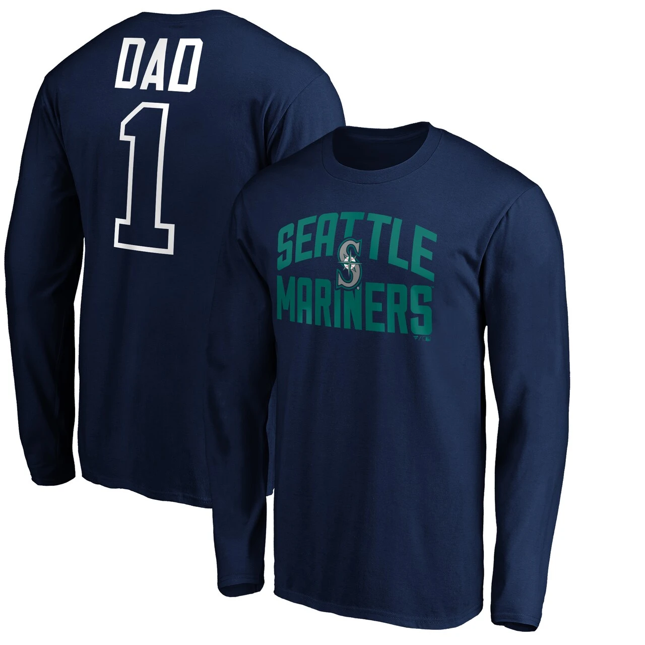 Men's Seattle Mariners Fanatics Branded Navy Father's Day #1 Dad Long Sleeve T-Shirt 1 Men's Seattle Mariners Fanatics Branded Navy Father's Day #1 Dad Long Sleeve T-Shirt