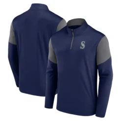 Men's Seattle Mariners Fanatics Branded Navy Logo Quarter-Zip Top