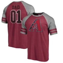 Men's Arizona Diamondbacks Fanatics Branded Red 2019 Father's Day Greatest Dad Two Stripe Raglan Tri-Blend T-Shirt