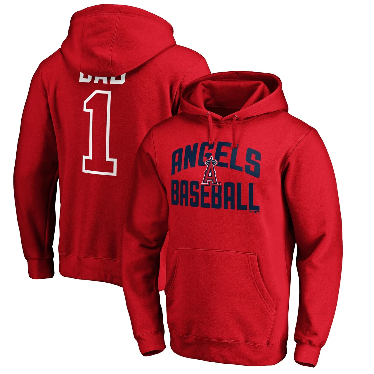 Men's Los Angeles Angels Fanatics Branded Red Father's Day #1 Dad Pullover Hoodie 1 Men's Los Angeles Angels Fanatics Branded Red Father's Day #1 Dad Pullover Hoodie