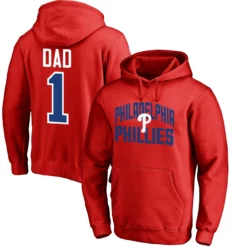 Men's Philadelphia Phillies Fanatics Branded Red 2019 Father's Day #1 Dad Pullover Hoodie