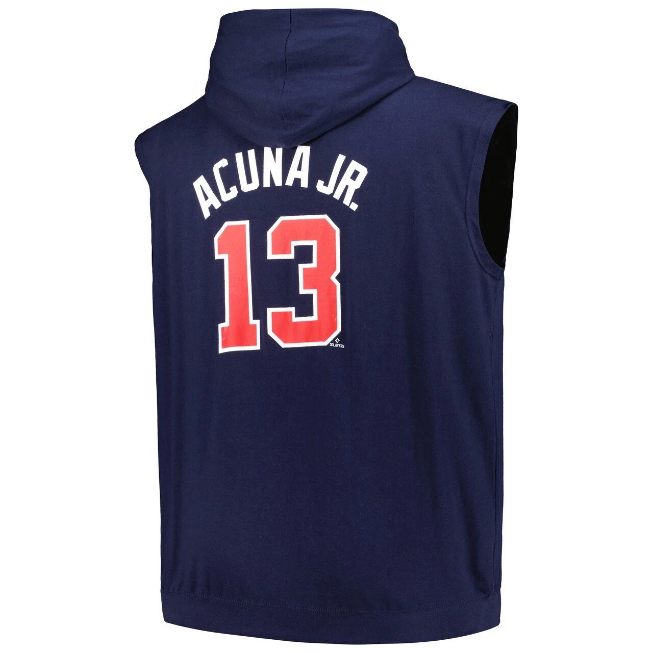 Men's Atlanta Braves Ronald Acuña Jr. Fanatics Branded Navy Name & Number Muscle Tank Hoodie 3 Men's Atlanta Braves Ronald Acuña Jr. Fanatics Branded Navy Name & Number Muscle Tank Hoodie - Image 3