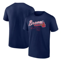 Men's Atlanta Braves Ronald Acuna Jr. Fanatics Branded Navy Player Name & Number T-Shirt