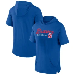 Men's Atlanta Braves Fanatics Branded Royal Offensive Strategy Short Sleeve Pullover Hoodie
