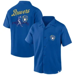 Men's Milwaukee Brewers Fanatics Branded Royal Proven Winner Camp Button-Up Shirt