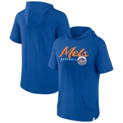 Men's New York Mets Fanatics Branded Royal Offensive Strategy Short Sleeve Pullover Hoodie