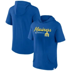 Men's Seattle Mariners Fanatics Branded Royal Offensive Strategy Short Sleeve Pullover Hoodie