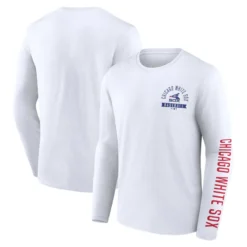 Men's Chicago White Sox Fanatics Branded White Pressbox Long Sleeve T-Shirt
