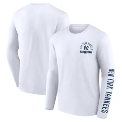 Men's New York Yankees Fanatics Branded White Pressbox Long Sleeve T-Shirt