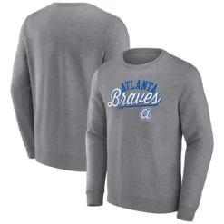 Men's Atlanta Braves Heather Gray Fanatics Branded Simplicity Pullover Sweatshirt