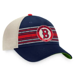 Men's Boston Red Sox Fanatics Branded Navy/Natural True Classic Retro Striped Trucker Snapback Hat -Fanatics natural boston red sox true classic retro striped trucker snapback hat pi4499000 altimages ff 4499031 6956bfc3c739dab19227alt3 full
