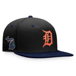 Men's Detroit Tigers Fanatics Branded Black/Navy State Side Two-Tone Snapback Hat