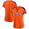 Women's Houston Astros Fanatics Branded Orange/Navy True Classic League Diva Pinstripe Raglan V-Neck T-Shirt