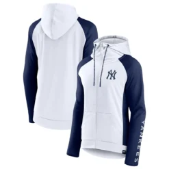 Women's New York Yankees Fanatics Branded Iconic Raglan Full-Zip Hoodie - White/Navy