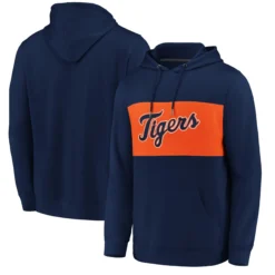 Men's Detroit Tigers Fanatics Branded Navy/Orange True Classics Team Faux Cashmere Pullover Hoodie