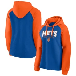 Women's New York Mets Fanatics Branded Royal/Orange Recharged Raglan Pullover Hoodie
