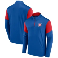 Men's Chicago Cubs Fanatics Branded Royal/Red Primary Logo Quarter-Zip Top