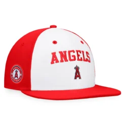 Men's Los Angeles Angels Fanatics Branded White/Red Iconic Color Blocked Fitted Hat
