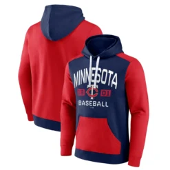 Men's Minnesota Twins Fanatics Branded Navy/Red Chip In Pullover Hoodie