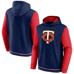 Men's Minnesota Twins Fanatics Branded Navy/Red Last Whistle Pullover Hoodie