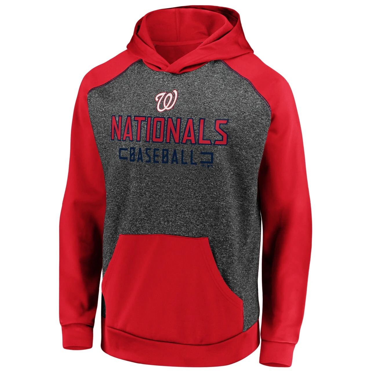 Men's Washington Nationals Fanatics Branded Charcoal/Red Game Day Ready Raglan Pullover Hoodie 2 Men's Washington Nationals Fanatics Branded Charcoal/Red Game Day Ready Raglan Pullover Hoodie - Image 2