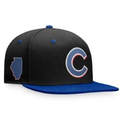 Men's Chicago Cubs Fanatics Branded Black/Royal State Side Two-Tone Snapback Hat