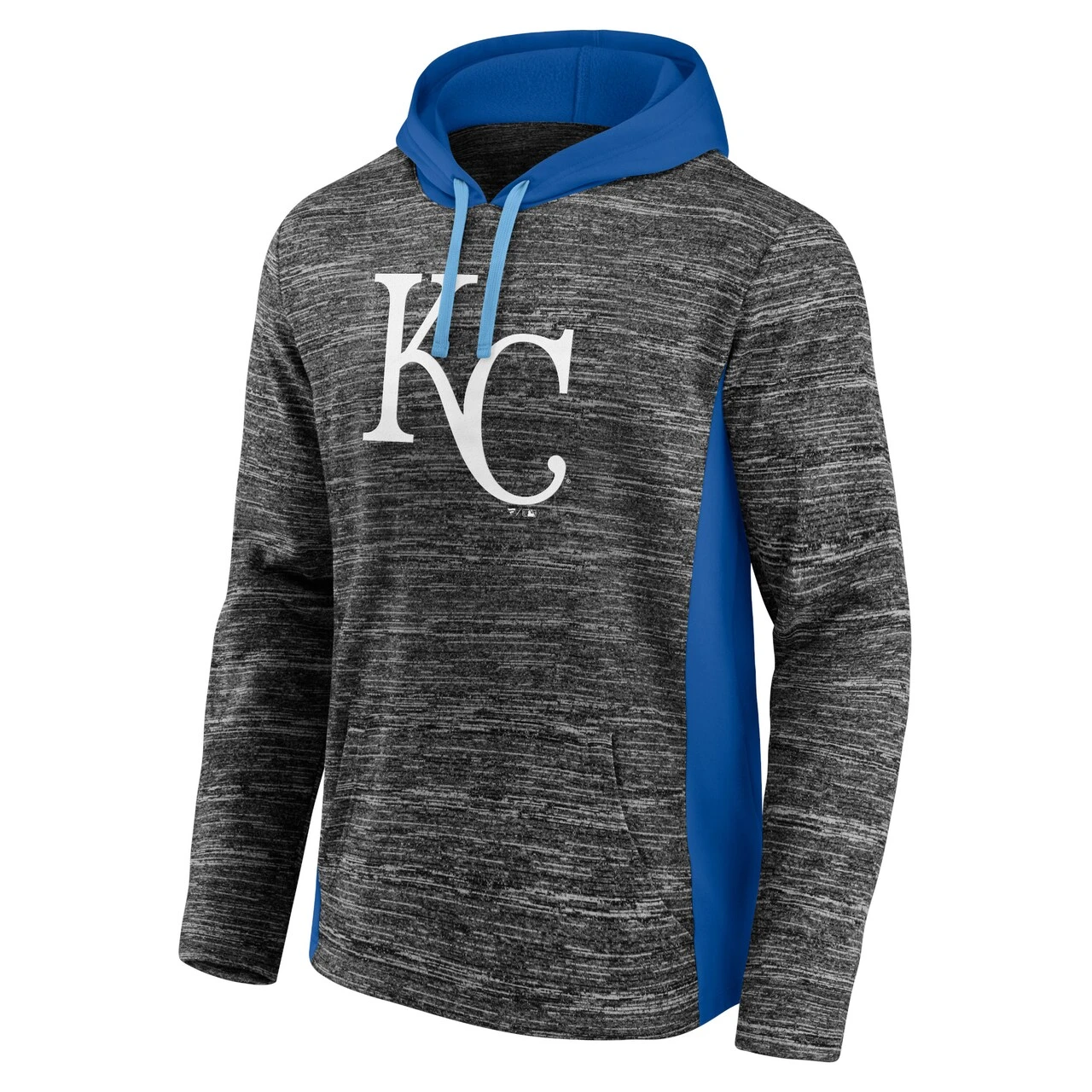 Men's Kansas City Royals Fanatics Branded Gray/Royal Instant Replay Color Block Pullover Hoodie - Image 2