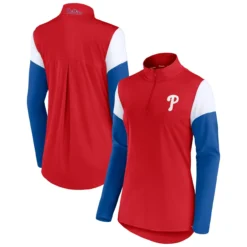 Women's Philadelphia Phillies Fanatics Branded Red/Royal Authentic Fleece Quarter-Zip Jacket