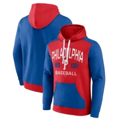 Men's Philadelphia Phillies Fanatics Branded Red/Royal Chip In Team Pullover Hoodie