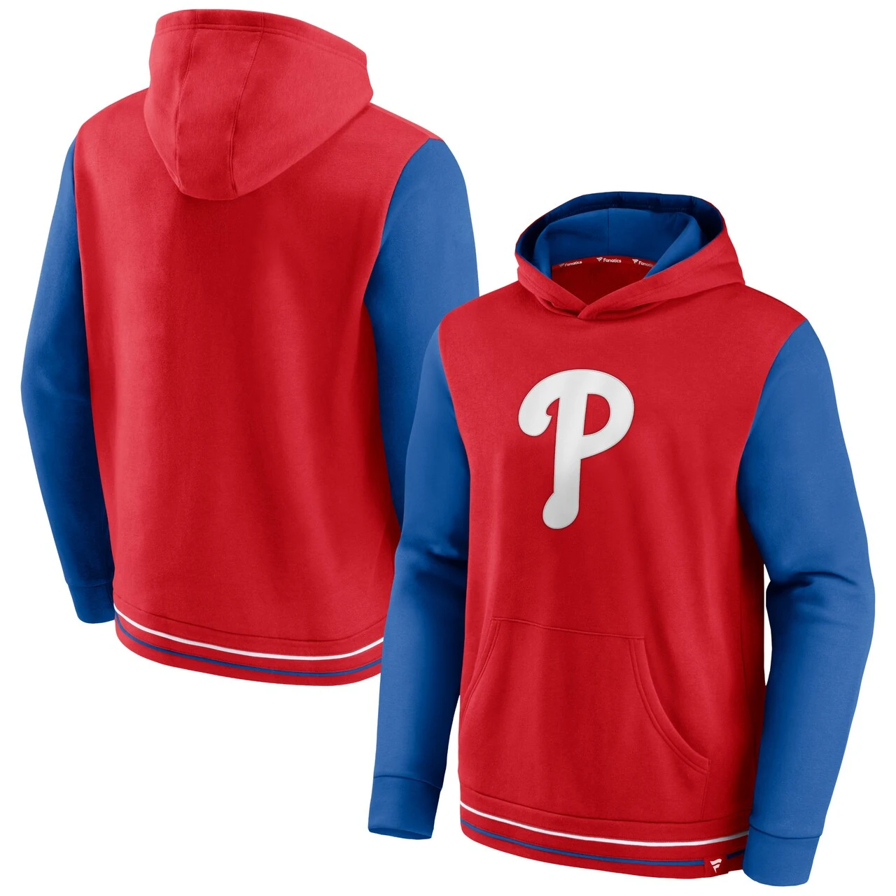 Men's Philadelphia Phillies Fanatics Branded Red/Royal Last Whistle Pullover Hoodie 1 Men's Philadelphia Phillies Fanatics Branded Red/Royal Last Whistle Pullover Hoodie