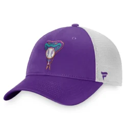 Men's Arizona Diamondbacks Fanatics Branded Purple/White Cooperstown Collection Core Trucker Snapback Hat
