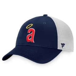 Men's California Angels Fanatics Branded Navy/White Cooperstown Collection Core Trucker Snapback Hat