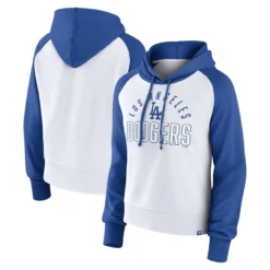 Women's Los Angeles Dodgers Fanatics Branded Royal/White Pop Fly Pullover Hoodie