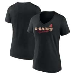 Women's Arizona Diamondbacks Fanatics Branded Black Back In Business V-Neck T-Shirt