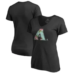 Women's Arizona Diamondbacks Fanatics Branded Black Lovely V-Neck T-Shirt