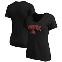 Women's Arizona Diamondbacks Fanatics Branded Black Team Logo Lockup V-Neck T-Shirt