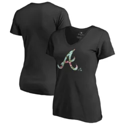 Women's Atlanta Braves Fanatics Branded Black Lovely V-Neck T-Shirt