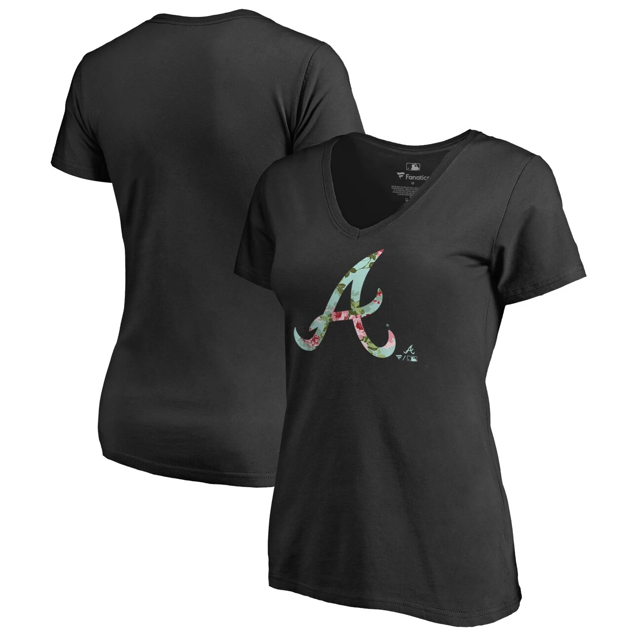 Women's Atlanta Braves Fanatics Branded Black Lovely V-Neck T-Shirt 1 Women's Atlanta Braves Fanatics Branded Black Lovely V-Neck T-Shirt