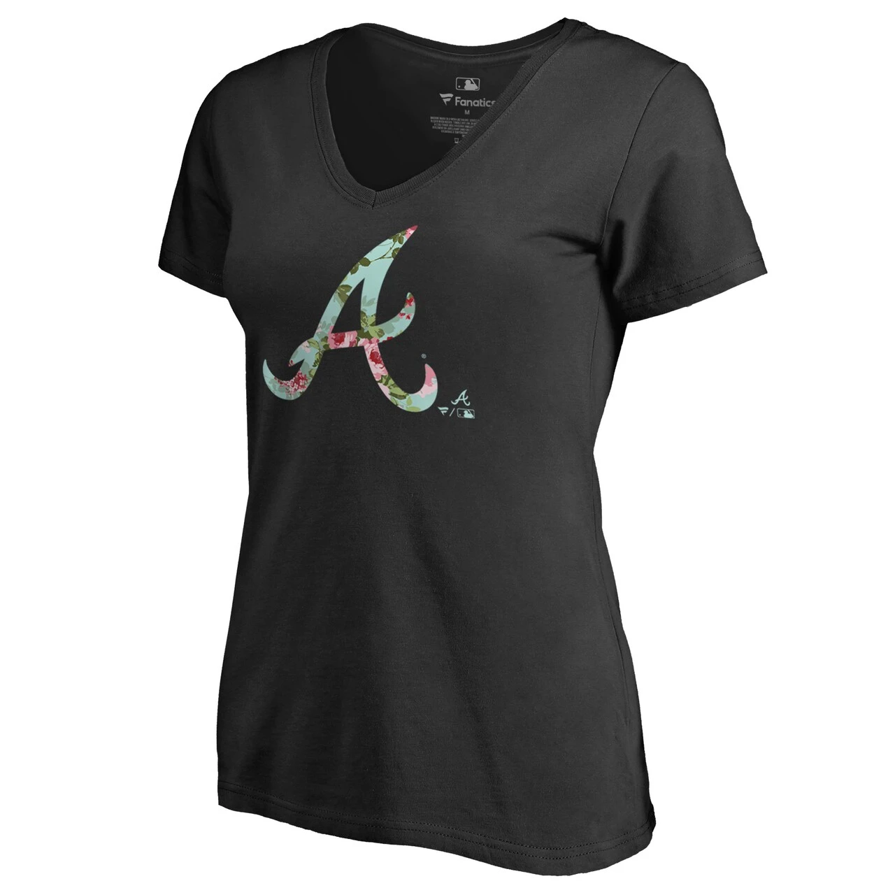Women's Atlanta Braves Fanatics Branded Black Lovely V-Neck T-Shirt 2 Women's Atlanta Braves Fanatics Branded Black Lovely V-Neck T-Shirt - Image 2