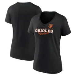Women's Baltimore Orioles Fanatics Branded Black Back In Business V-Neck T-Shirt