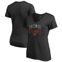 Women's Baltimore Orioles Fanatics Branded Black Graceful V-Neck T-Shirt