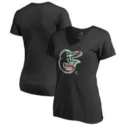 Women's Baltimore Orioles Fanatics Branded Black Lovely V-Neck T-Shirt