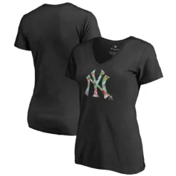 Women's New York Yankees Fanatics Branded Black Lovely V-Neck T-Shirt
