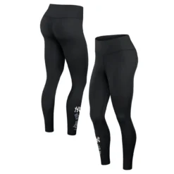 Women's New York Yankees Fanatics Branded Black Wordmark Stack Leggings