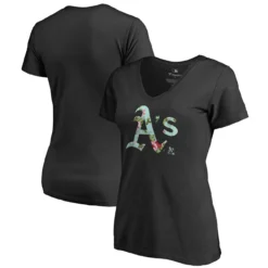 Women's Oakland Athletics Fanatics Branded Black Lovely V-Neck T-Shirt